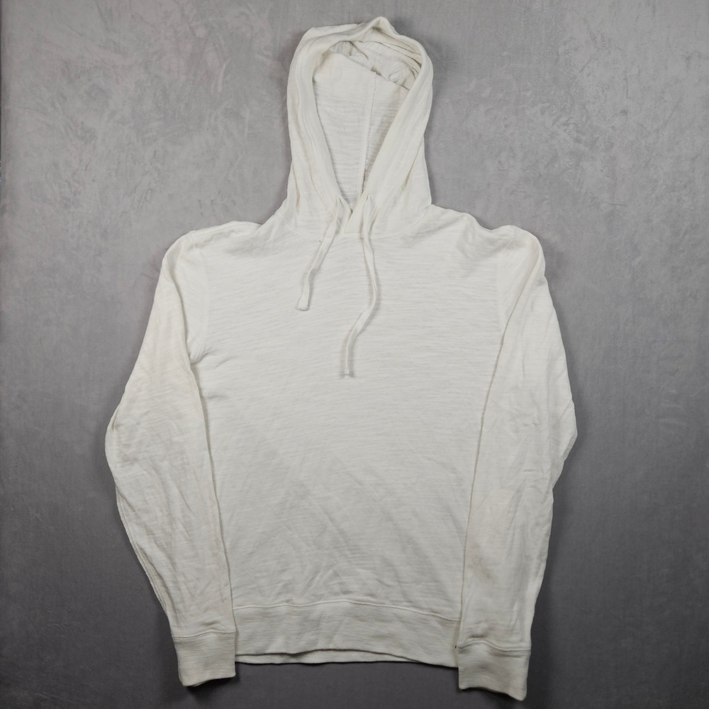 Faherty Sunwashed Organic Hoodie Mens Medium White Lightweight Cotton Sweatshirt